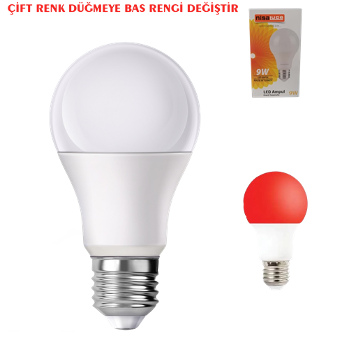 NİSALUCE ÇİFT RENKLİ LED AMPUL 9+2 W BEYAZ KIRMIZI